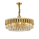 DecorBites™ Golden Stainless Steel Crystal Chandelier | LED Round Oval Lustre Fixture