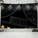 DecorBites™ Interstellar Sky Map Constellations Tapestry- Black Galactic Wall Decor