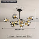 DecorBites™ Glass Ball LED Chandelier: Retro Round Wrought Iron Indoor Lighting for Kitchen, Living Room, Farmhouse