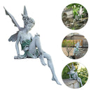 Tudor And Turek Resin Sitting Fairy Statue Garden Decorative Porch Figurine Angel Sculpture for Yard Home Garden Decoration