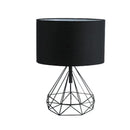 DecorBites™ Geometric Gold Desk Lamp with Hollow Diamond Design and Cloth Shade