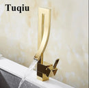 DecorBites™ Gold Brass Square Basin Faucet Single Handle Hot Cold Mixer Water Tap