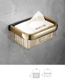 DecorBites™ Gold & Black Bathroom Hardware Set: Shelf, Towel Rack, Paper Holder, Brush Holder