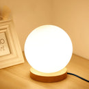 DecorBites™ Glass Ball LED Table Lamp Wooden Round Desk Night Light