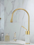 DecorBites™ Gold & Marble Basin Faucet: Single Handle Swivel Sink Water Crane
