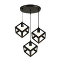 DecorBites™ Geometric Cube Pendant Lights Trio Metal Shades Square Ceiling Lamps