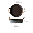 DecorBites™ Handmade Porcelain Bowl with Leather Handle - Round Sallow Salad Plate