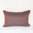 DecorBites™ Geometric Blue & Red Jacquard Waist Pillow Case for Modern Luxury Décor