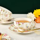DecorBites™ Elegant Flower Tea Cup Set with Spoon & Saucer
