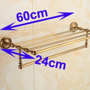 DecorBites™ Brass Bathroom Set: Robe Hook, Paper Holder, Towel Bar, Soap Basket.
