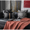 DecorBites™ Leather Patch Embroidery Cushion Cover: Modern Luxury Pillow Case for Sofa