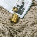 DecorBites™ Khaki Beige Chunky Knit Wool Blanket