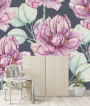 Pink Flowers with Leaves Wallpaper