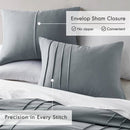 Full/Queen size Pleated Pre-Washed Microfiber Comforter Set in Blue Grey
