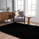 Faina Solid Black Shag Washable Area Rug - Clearance