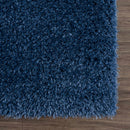 Faina Solid Dark Blue Shag Washable Area Rug - Clearance