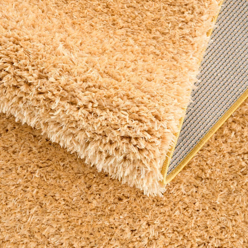 Faina Solid Gold Shag Rug Washable