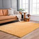Faina Solid Gold Shag Washable Area Rug - Clearance