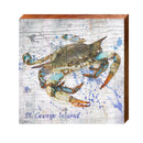 St. George Island Blue Crab Watercolor | Wall Art Print on Real Wood