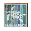 St. George Island Sea Turtle Blue Boards | Wall Art Print on Real Wood