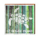 St. George Island Sea Turtle Green Boards | Wall Art Print on Real Wood