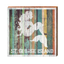 St. George Island Mermaid Orange Boards | Wall Art Print on Real Wood