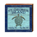 St. George Island Sea Turtle Blue Latitude Longitude | Wall Art Print on Real Wood