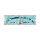 St. George Island Sand Dollar Blue Latitude Longitude | Wall Art Print on Real Wood