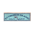 St. George Island Dolphin Blue Latitude Longitude | Wall Art Print on Real Wood