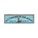 St. George Island Mermaid Blue Latitude Longitude | Wall Art Print on Real Wood