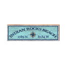 Indian Rocks Beach Compass Blue Latitude Longitude | Real Wood Art Print