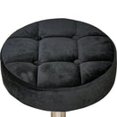 Black Button Tufted Adjustable Rolling Massage Swivel Salon Stool