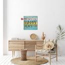 Colorful Happy Place | Wall Art Print on Real Wood