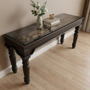Eclectic Metal Grill & Solid Wood 66 in. Long Console Sofa Table