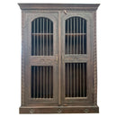 Ornately Hand Carved 45 in. Wide Armoire With Iron Grill Doors