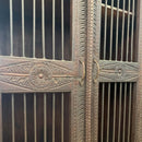 Ornately Hand Carved 45 in. Wide Armoire With Iron Grill Doors