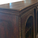Ornately Hand Carved 45 in. Wide Armoire With Iron Grill Doors