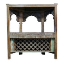 Eclectic Antique Carved Solid Wood Arches Repurposed 83 in. Tall Serving Bar
