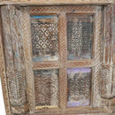 Eclectic Antique Carved Solid Wood Arches Repurposed 83 in. Tall Serving Bar