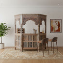 Eclectic Antique Carved Solid Wood Arches Repurposed 83 in. Tall Serving Bar