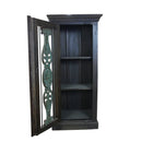 Farmhouse Style Solid Wood Narrow Cabinet With Iron Grill