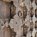 Antique Aged Teak Wood Carved 81in. Tall  Indian Double Doors