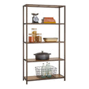 Heavy Duty 5-Shelf Steel Frame Shelving Unit with Bamboo Shelves