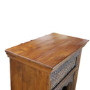 Antique Carved Teak Wood Arch Columns Open Shelf Display Cabinet