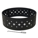 Heavy Duty 36-inch Black Steel Fire Pit Ring with Diamond Pattern