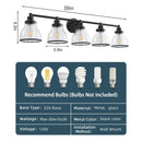 Hermosa Modern Polished Nickel & Black 5-Light Bathroom Vanity Light