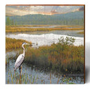 Heron in Marsh Wooden Sign | Wall Art Print on Real Wood | Home Decor