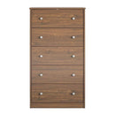 Modern 5-Drawer Bedroom Chest of Drawers in Rustic Walnut Wood Finish