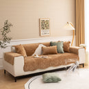 Soft Furry Velvet Plush Non-Slip Sofa Cover Quilted Palm Leaves Sectional Couch Cover for Kids and Pets
