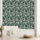 Green Monstera with Flamingos Wallpaper